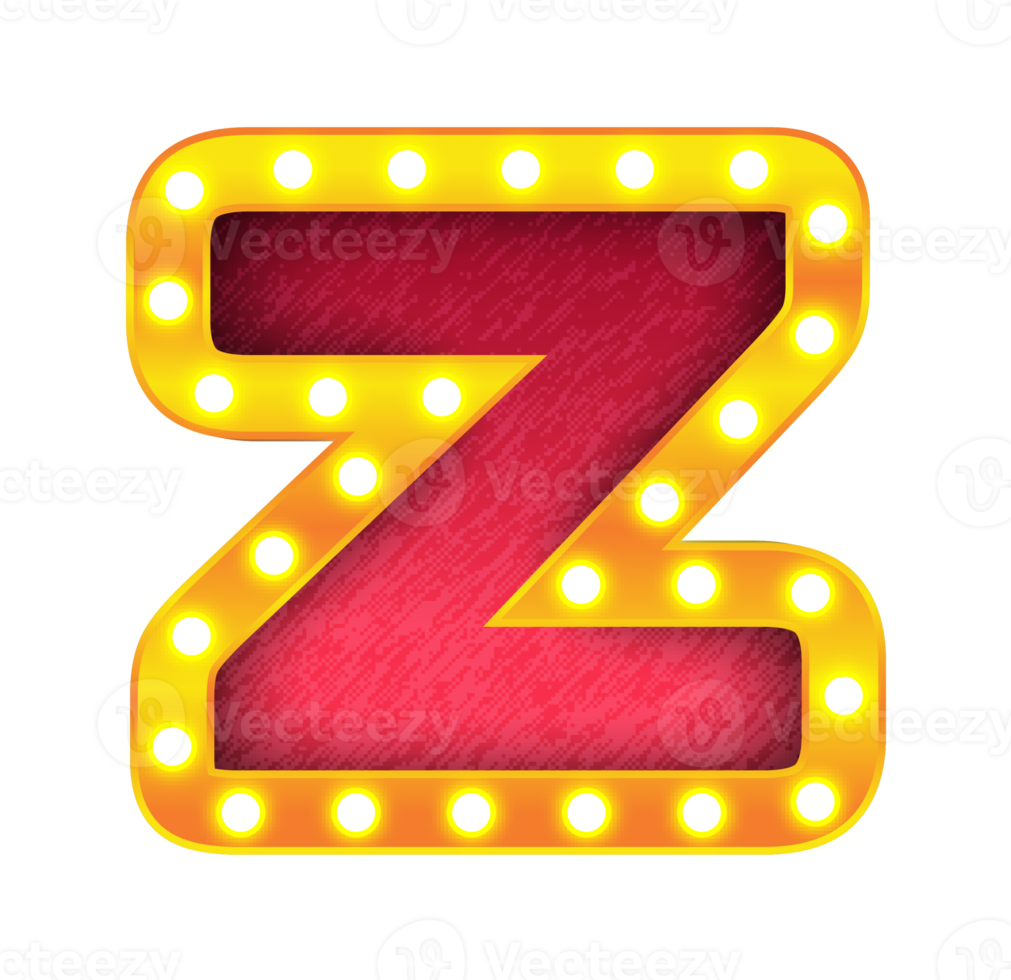 z retro cinema light bulb sign alphabet png