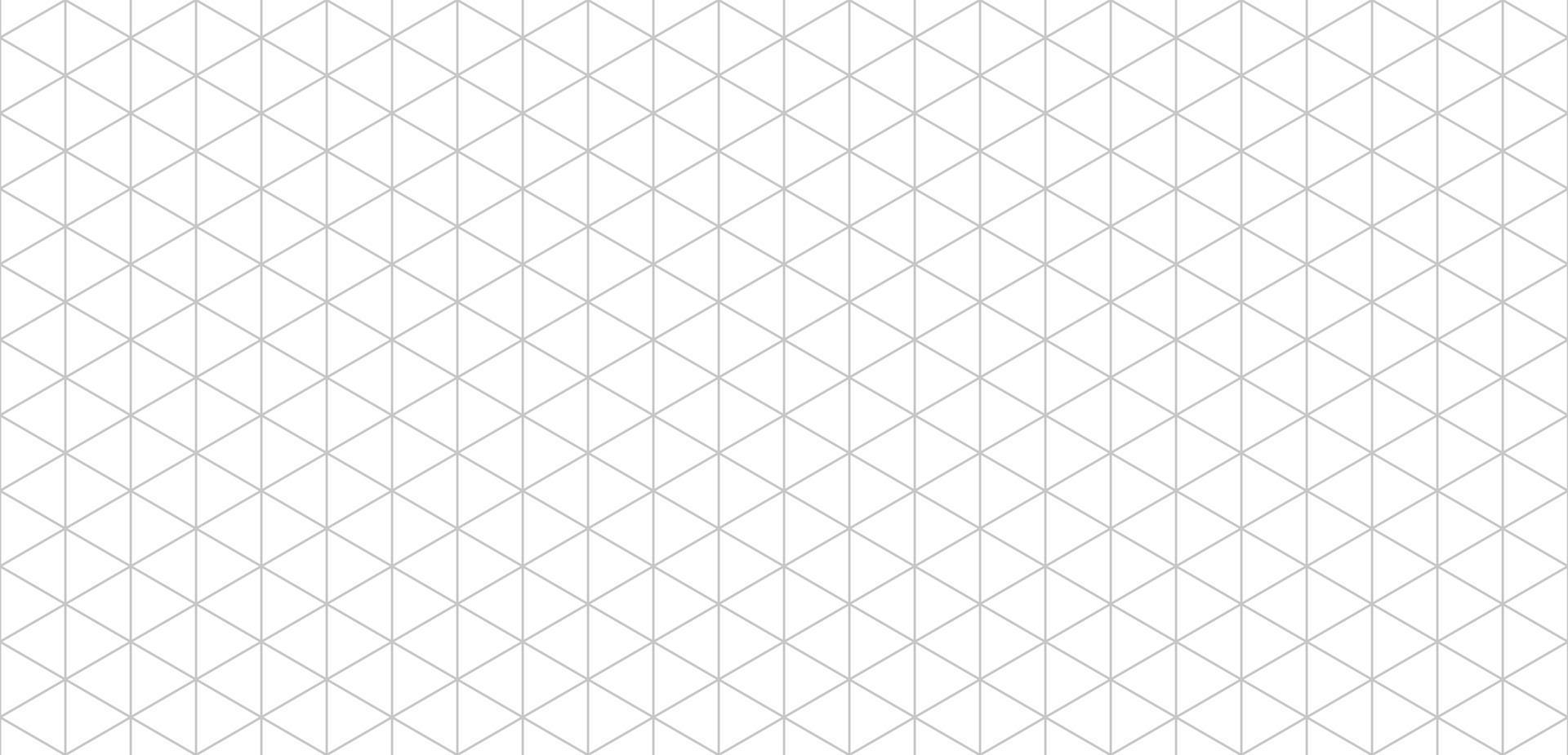 Isometric grid seamless pattern. Outline isometric template background. Hexagon and triangles line seamless texture. Vector illustration on white background