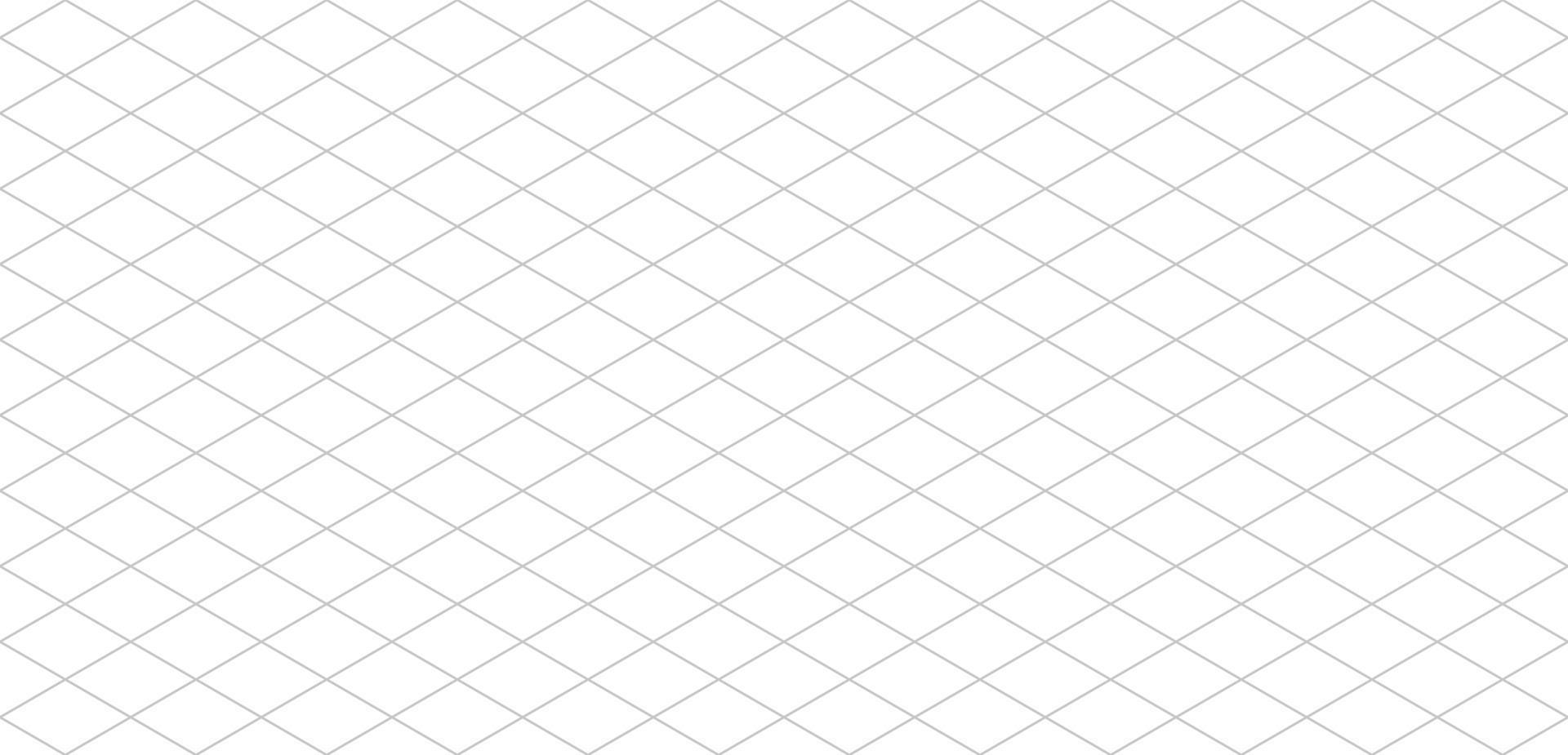 Isometric grid seamless pattern. Outline isometric template background. Hexagon and triangles line seamless texture. Vector illustration on white background