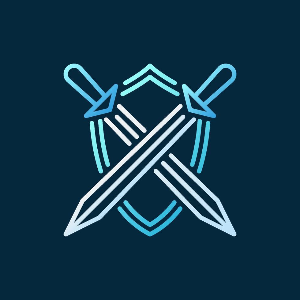 Crossed Swords with Shield vector concept colored linear icon