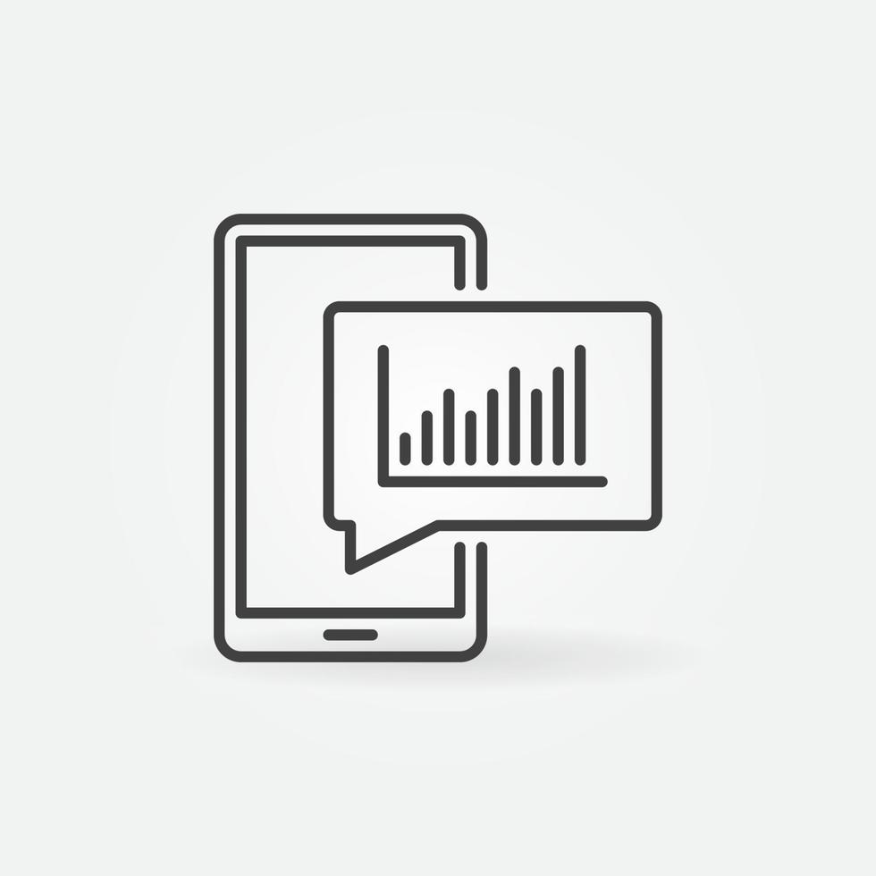 Phone and Speech Bubble with Graph outline vector icon