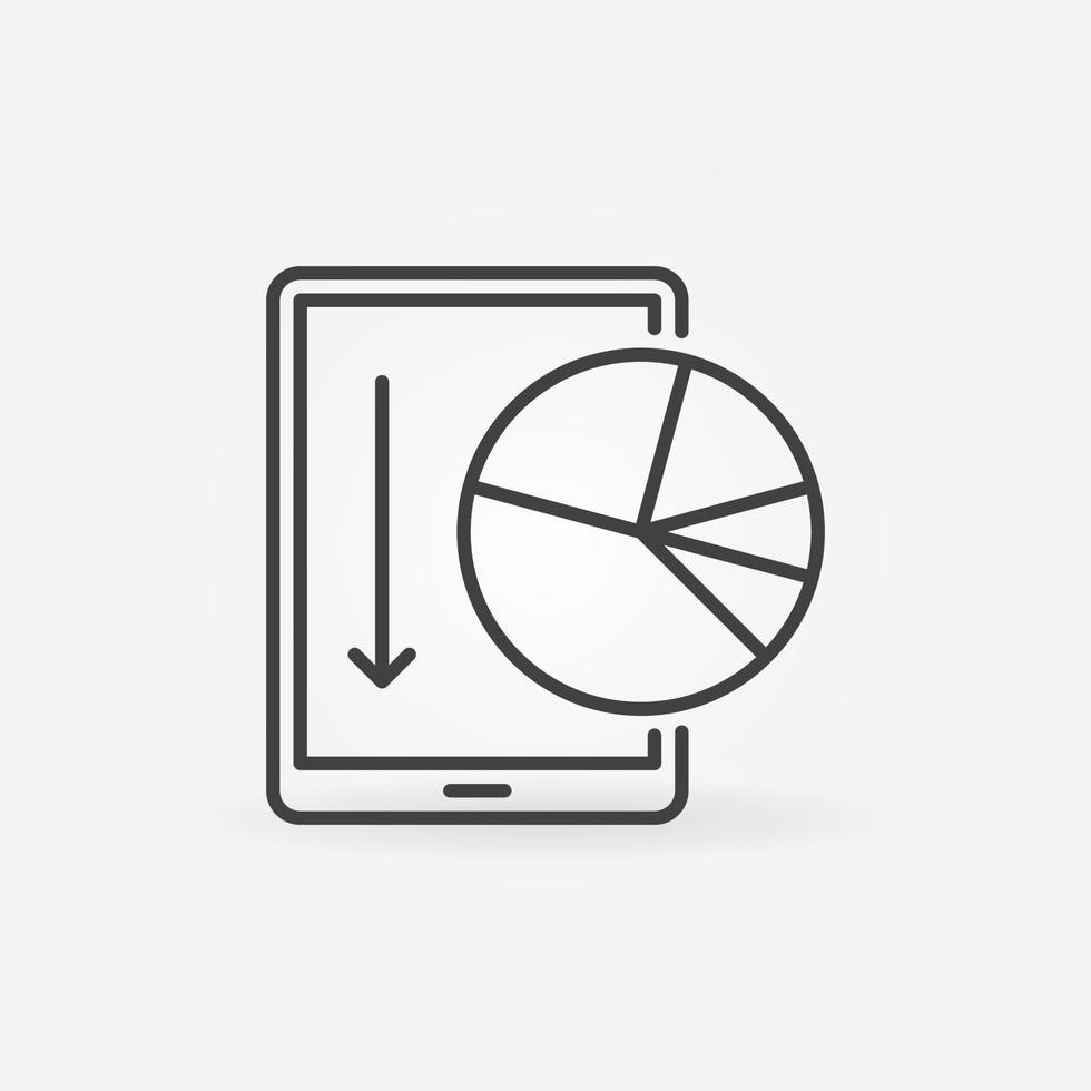 Tablet Computer with Pie Chart linear vector concept icon