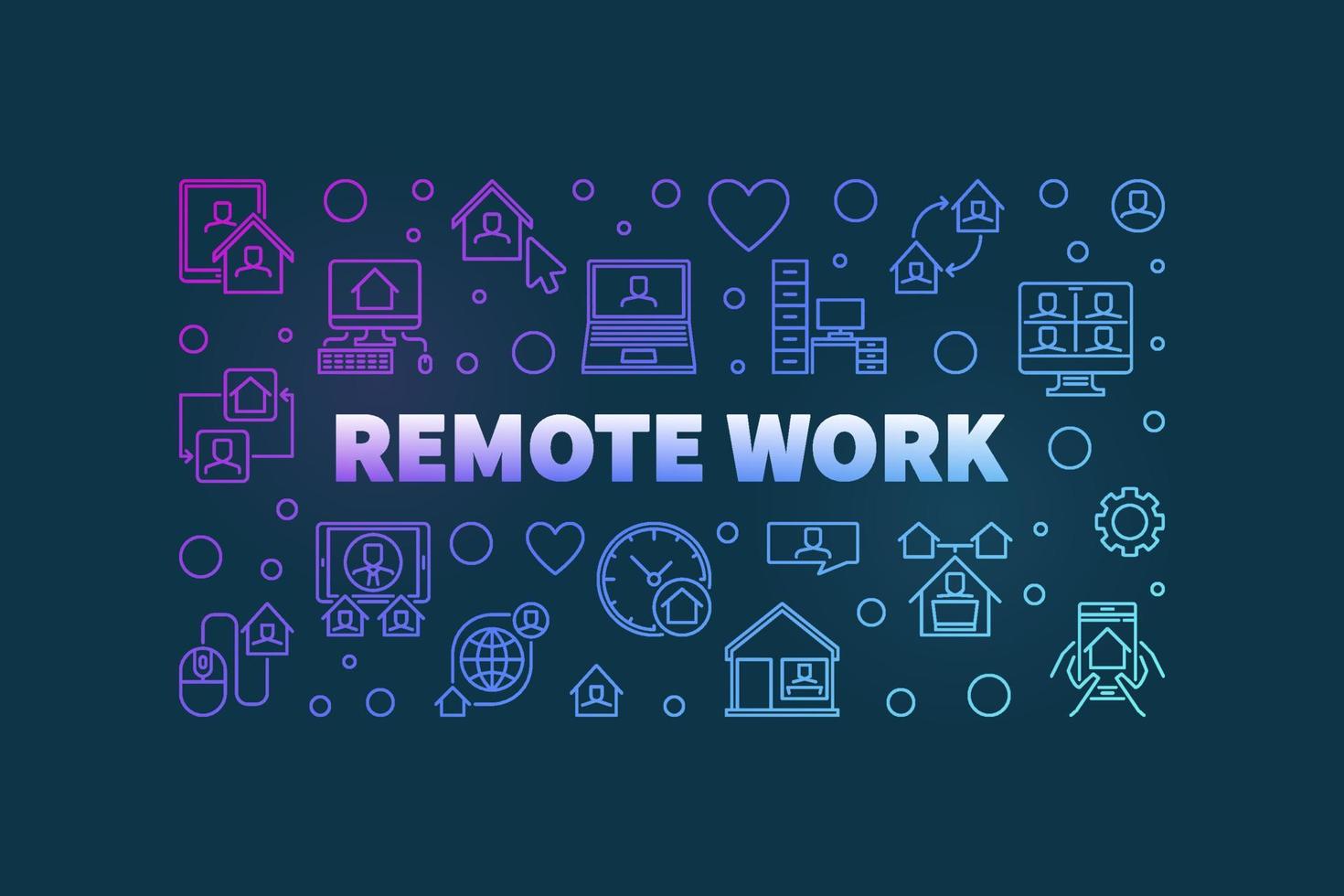 Remote Work vector colorful horizontal line illustration