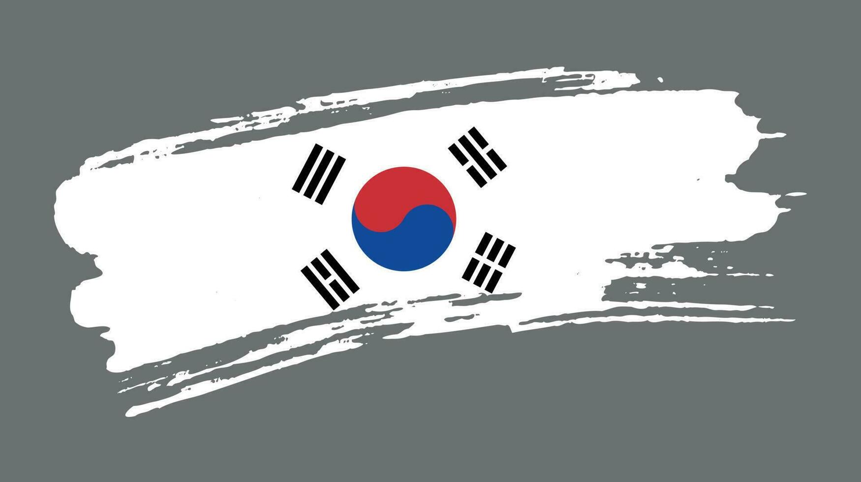 Hand paint South Korea grunge flag vector