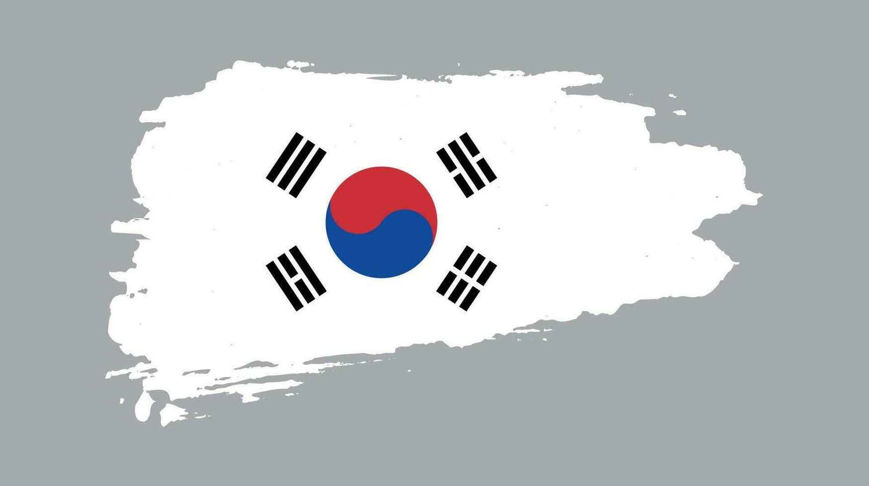 colorido, mano, pintura, corea del sur, grunge, bandera, vector