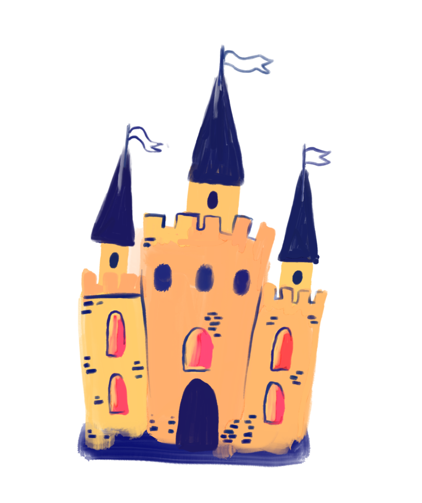 Hand drawn magic castle png