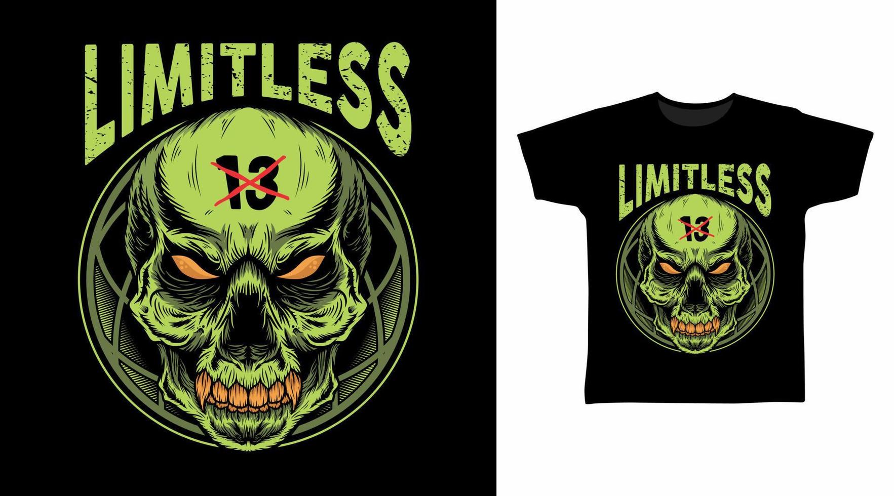 Limitless green goblin skull detailed vector illustration t-shirt design