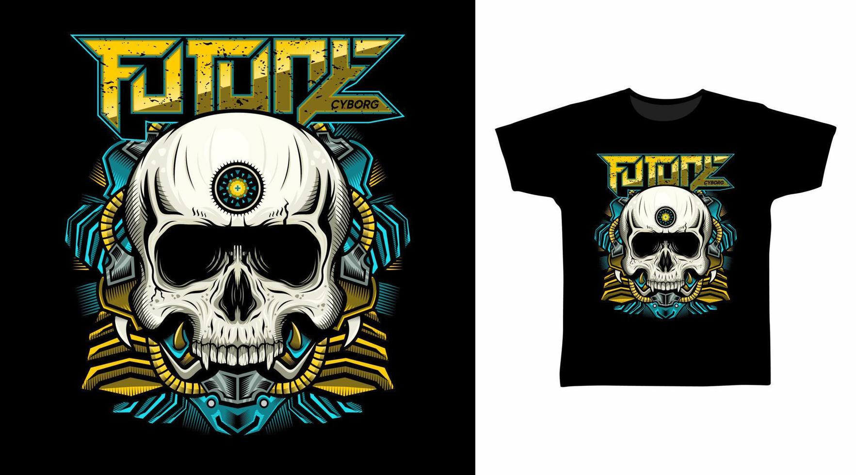 Illustration of egypt skull head cyborg detailed vector t-shirt design