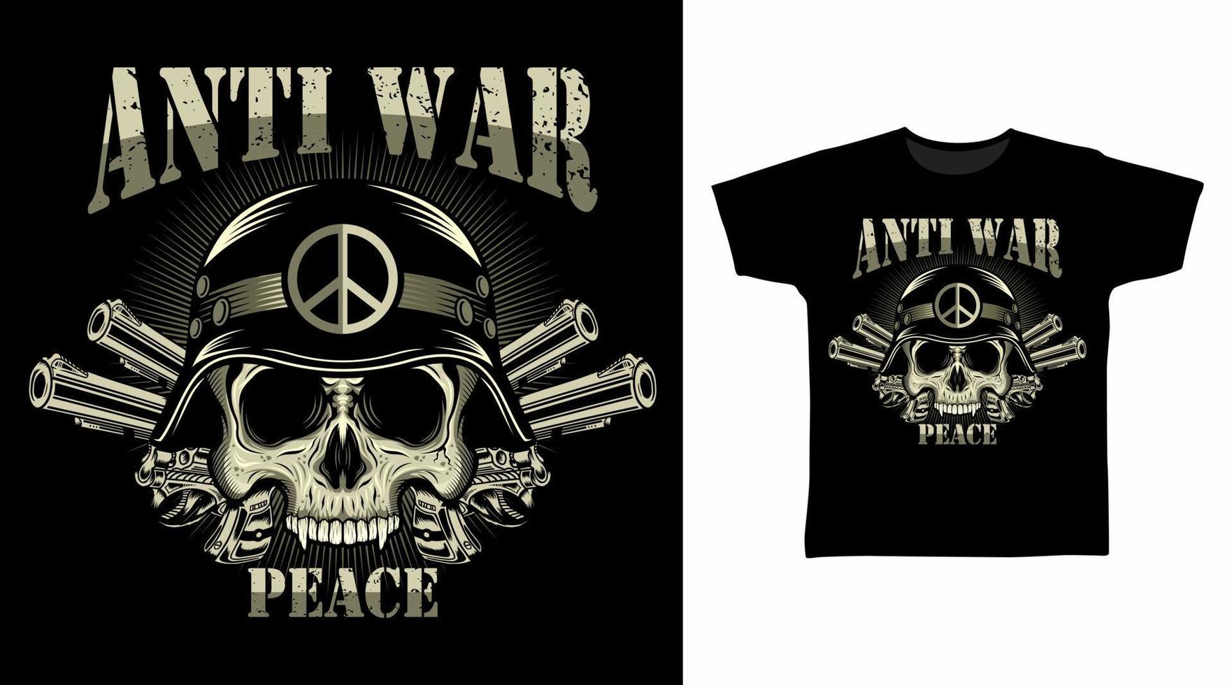 Skull Head and Helmet with Gun vector illustration t-shirt design concept.