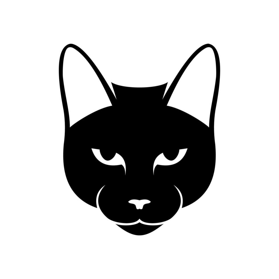 icono de cabeza de gato negro vector