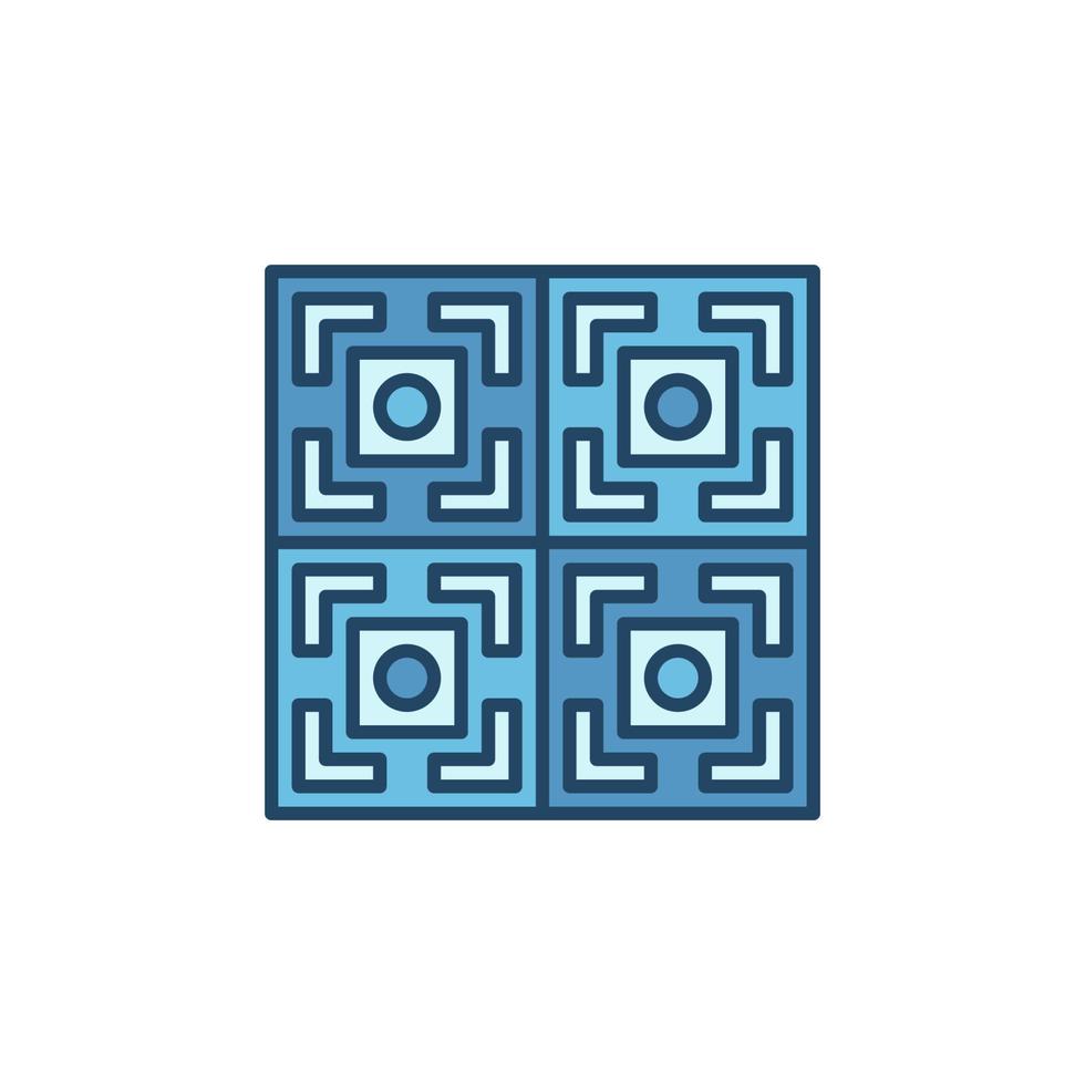 Four Tiles with Geometric Texture vector concept blue icon