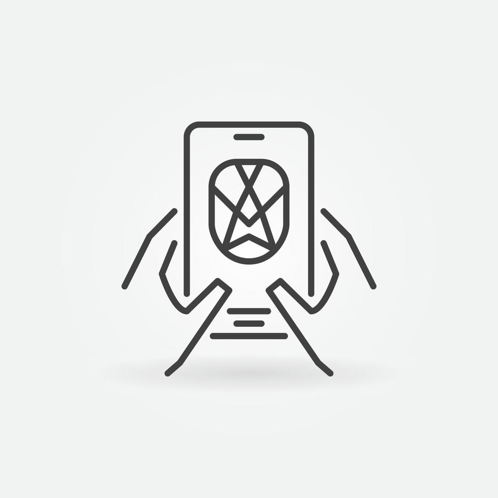 Smartphone Face Recognition vector concept outline icon