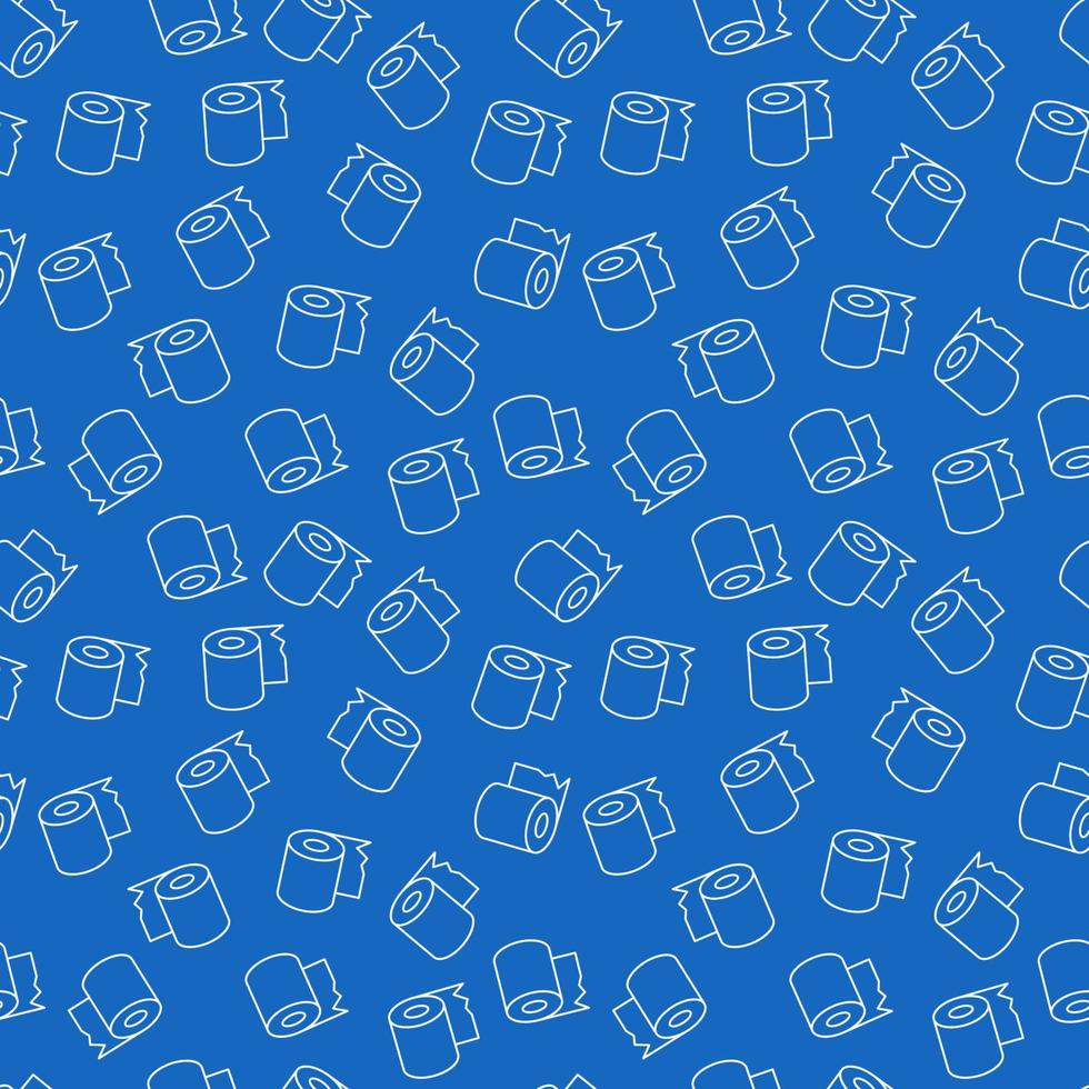 Toilet Paper vector blue linear seamless pattern