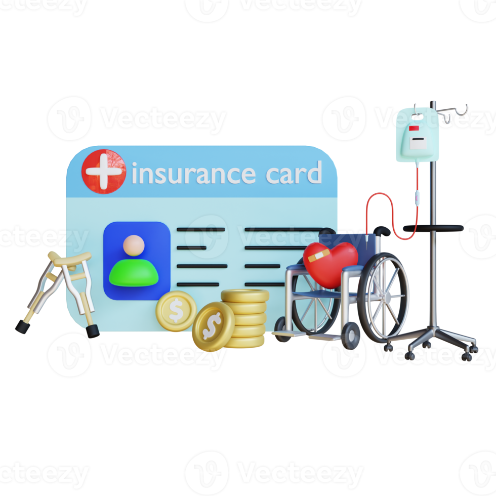 3d render healthcare insurance illustration png