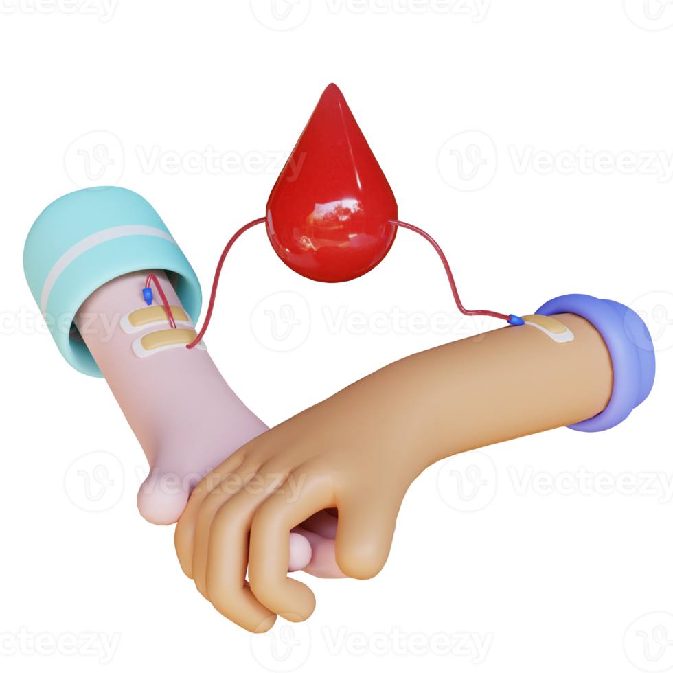 3d render hand blood donors png