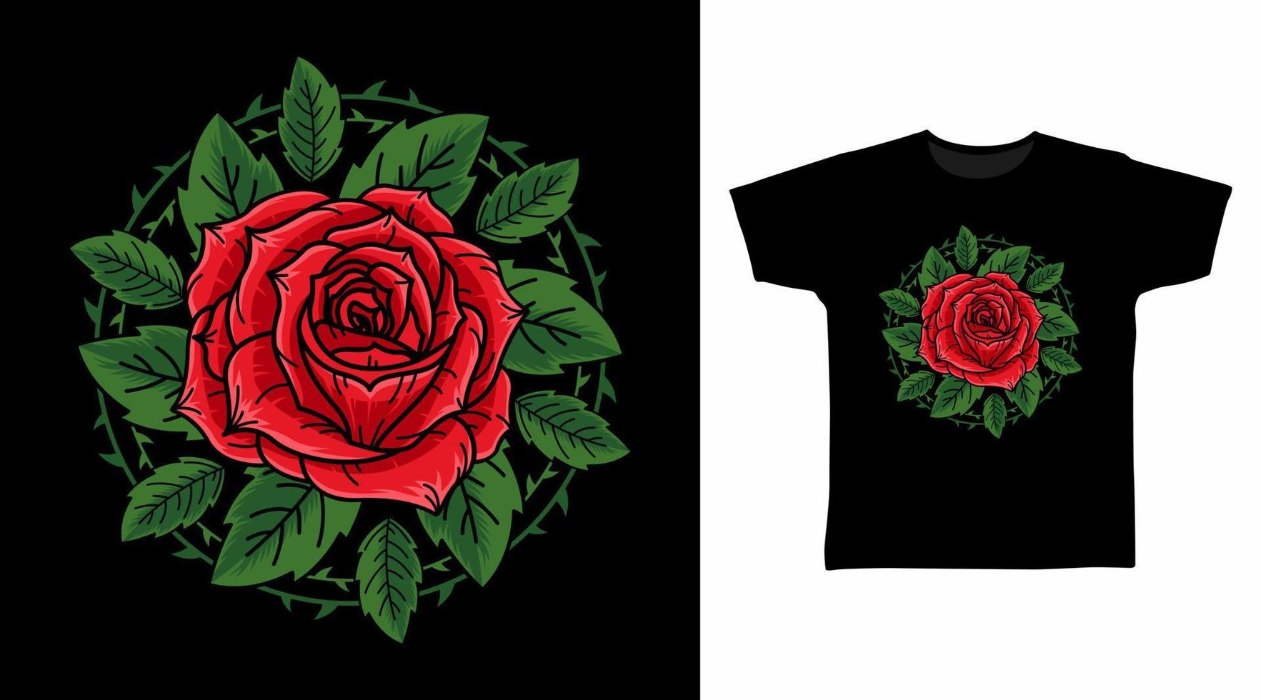 Rose flower with thorn and leaf vector illustration design