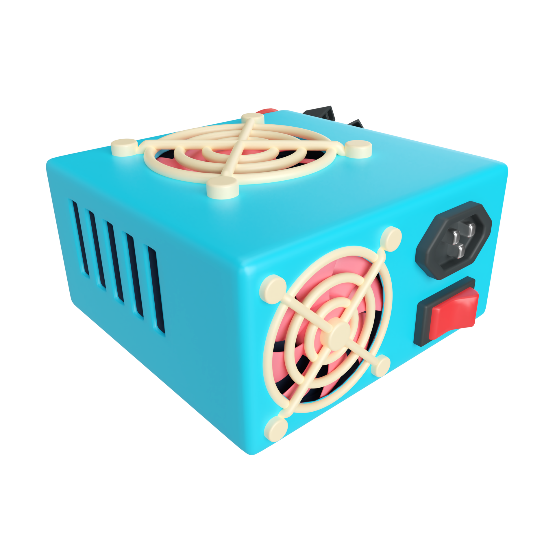 PC Power Supply 3D Illustration Icon 13091382 PNG pc-power-supply-3d-illustration-icon-13091382-png