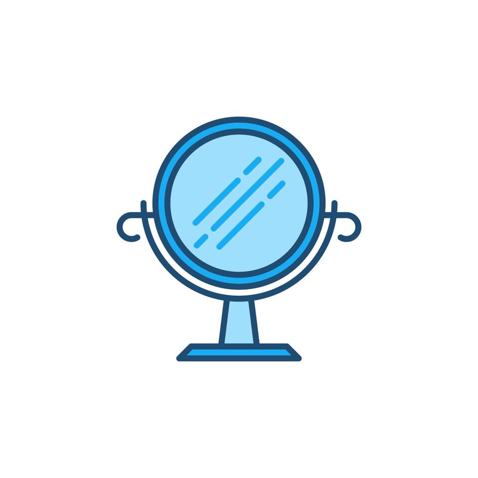Round Mirror on Stand vector concept blue icon