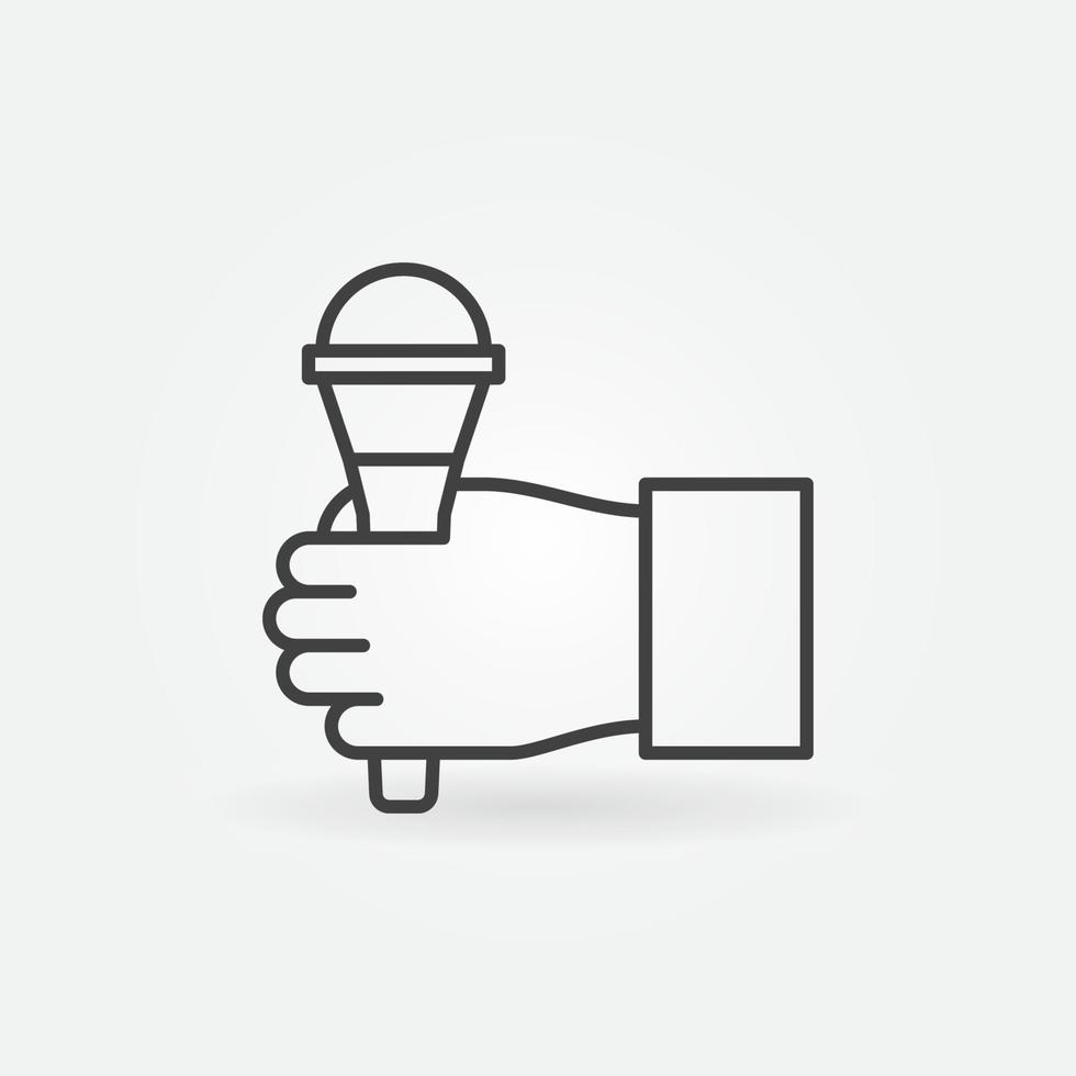 Hand with Microphone vector concept icon in thin line style