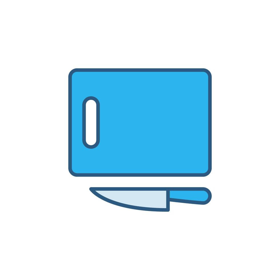 Knife and Cutting Board vector concept blue icon