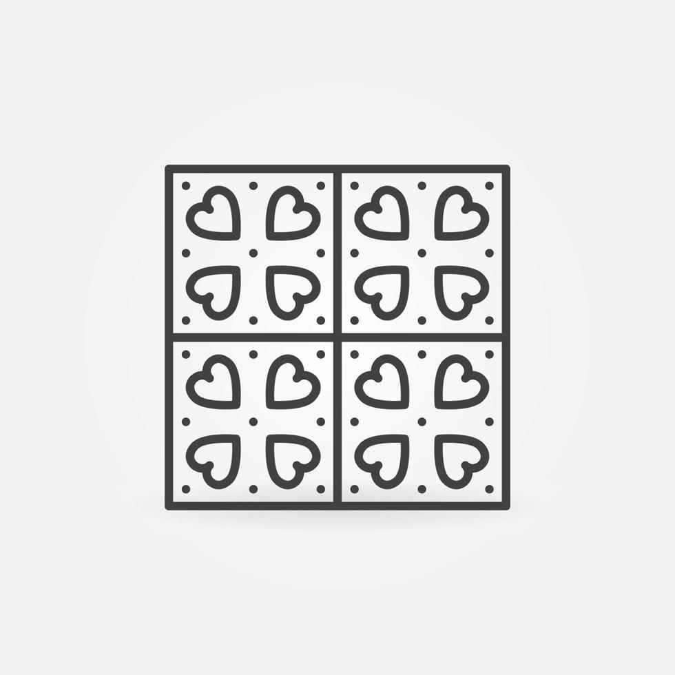 Cute Tile with Heart texture vector concept line icon