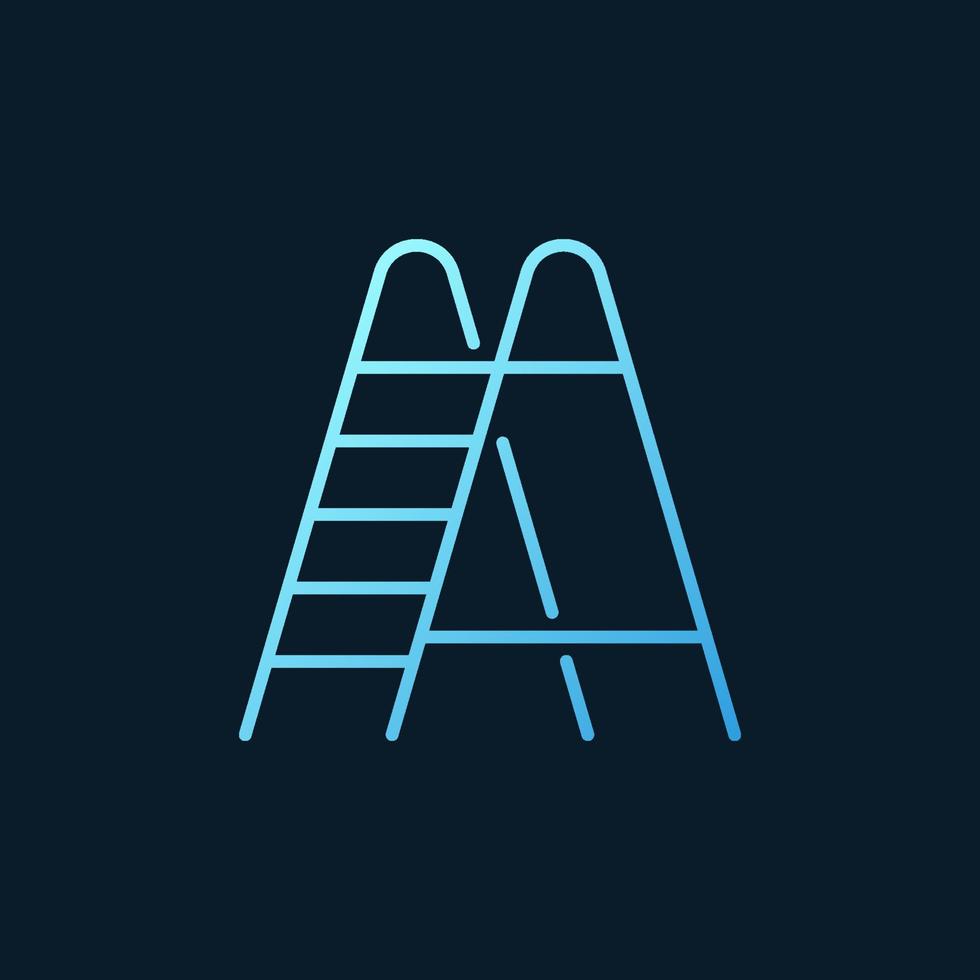Ladder vector blue outline icon - stepladder linear logo