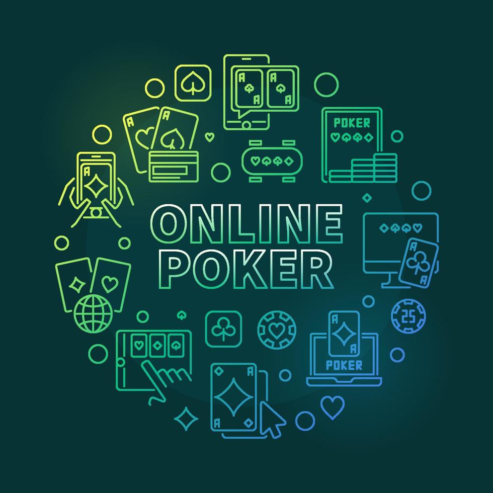 Online Poker Game vector modern round outline illustration