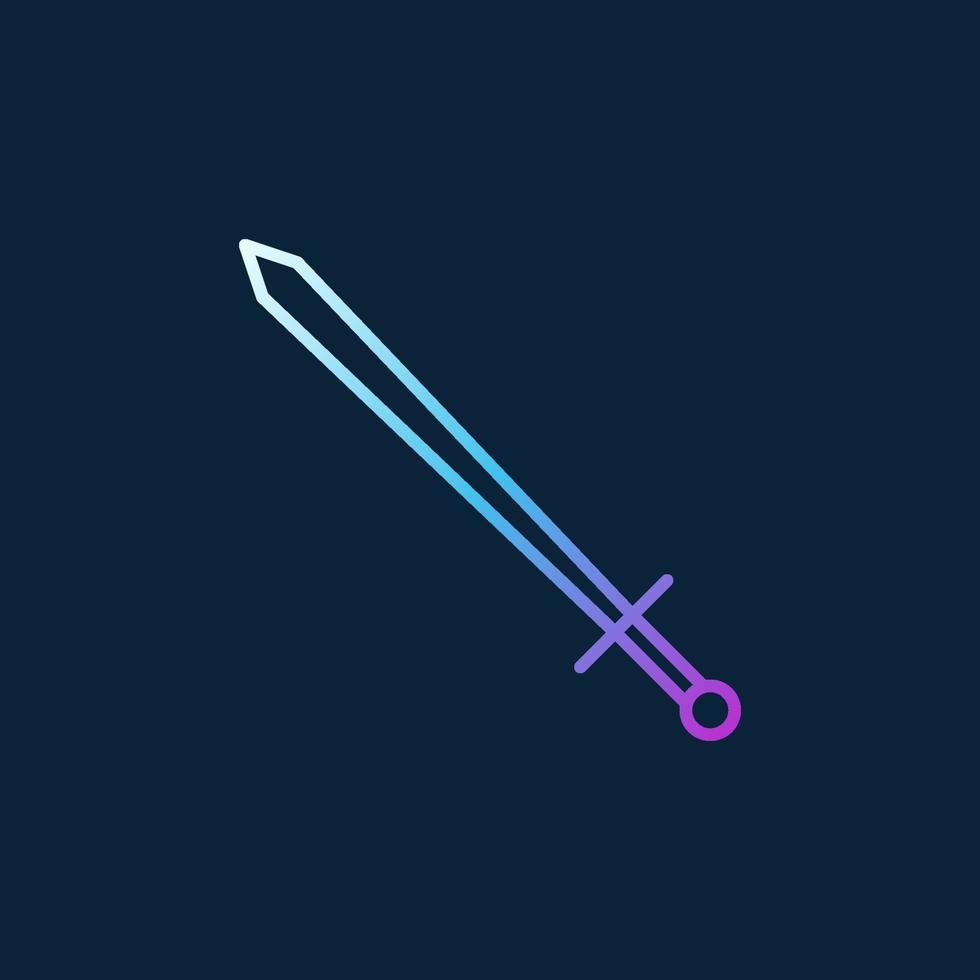 Sword vector colored linear icon or logo element