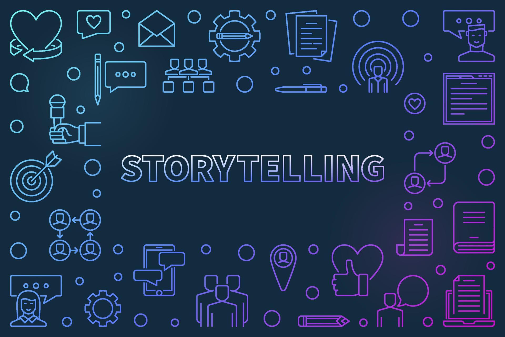 Storytelling vector concept colorful outline horizontal frame 13091533