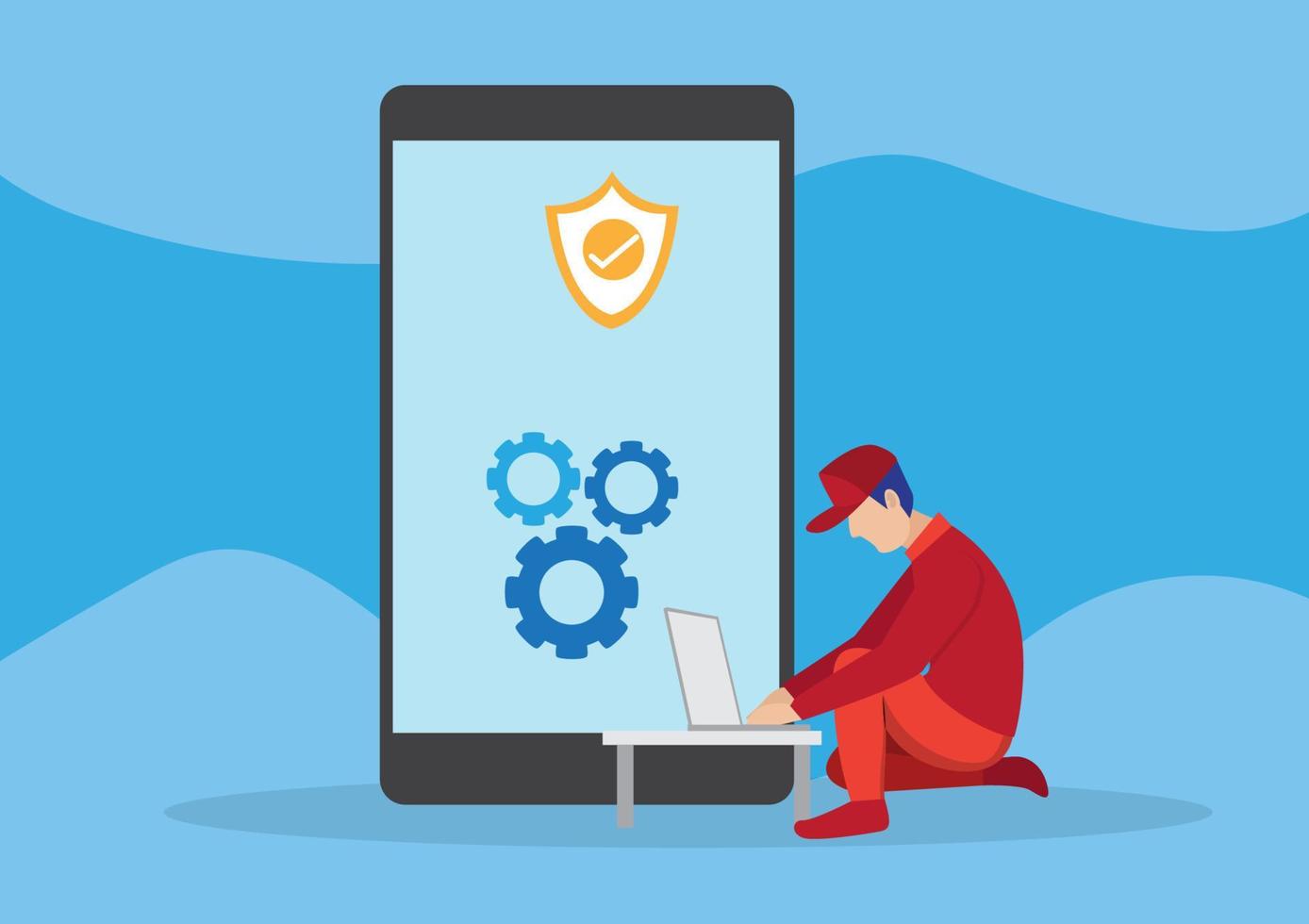 Security People protect their computer data. protection concept