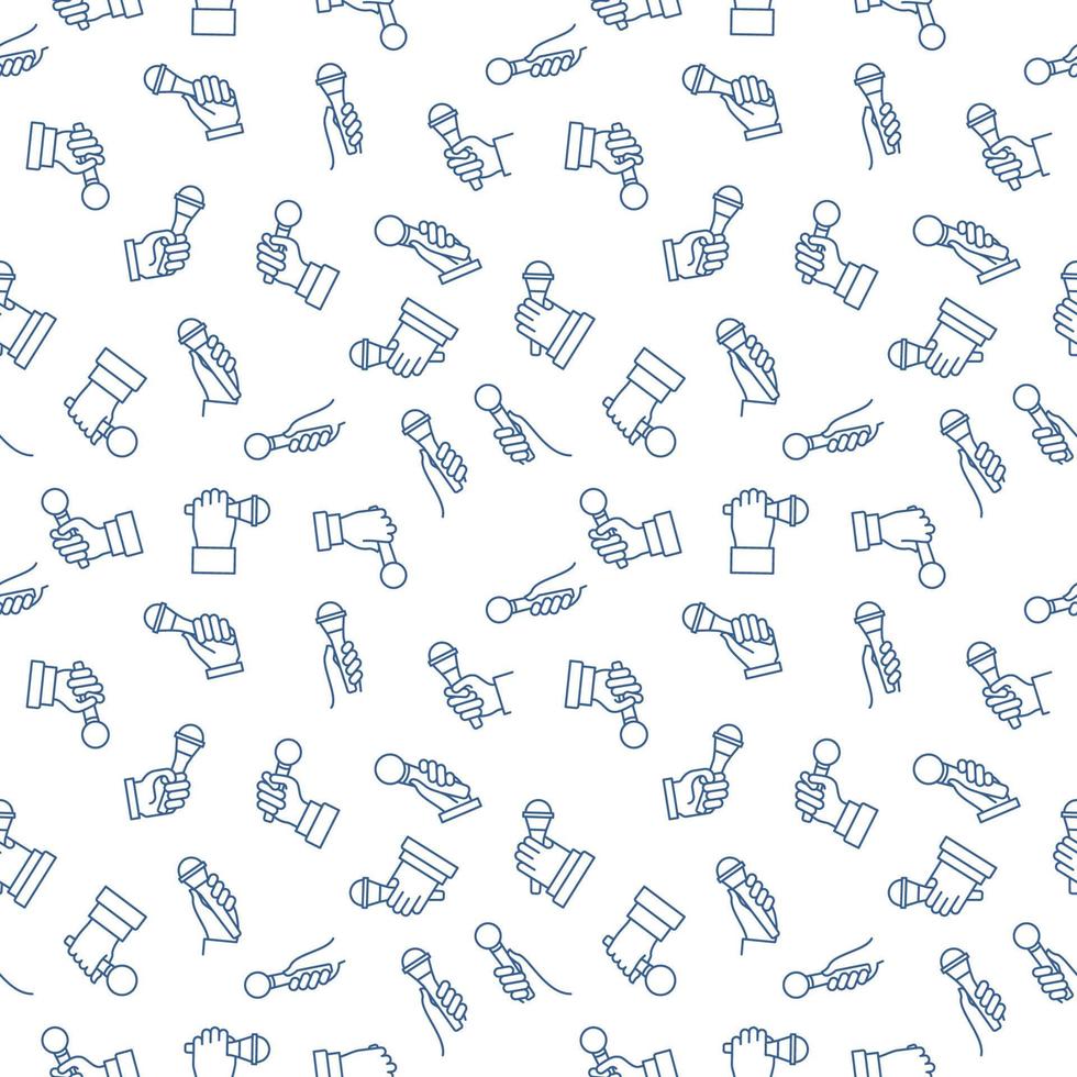Microphone in Hand vector creative linear seamless pattern