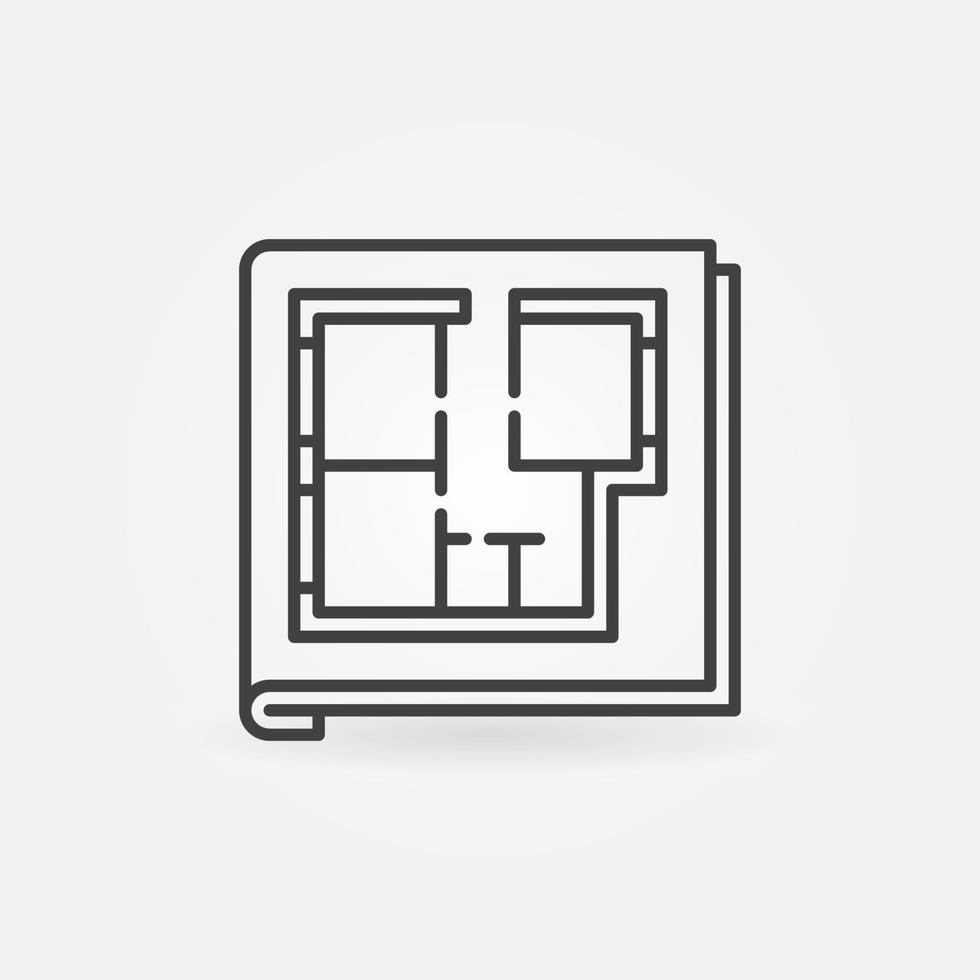 House Floor Plan Documents linear vector concept icon