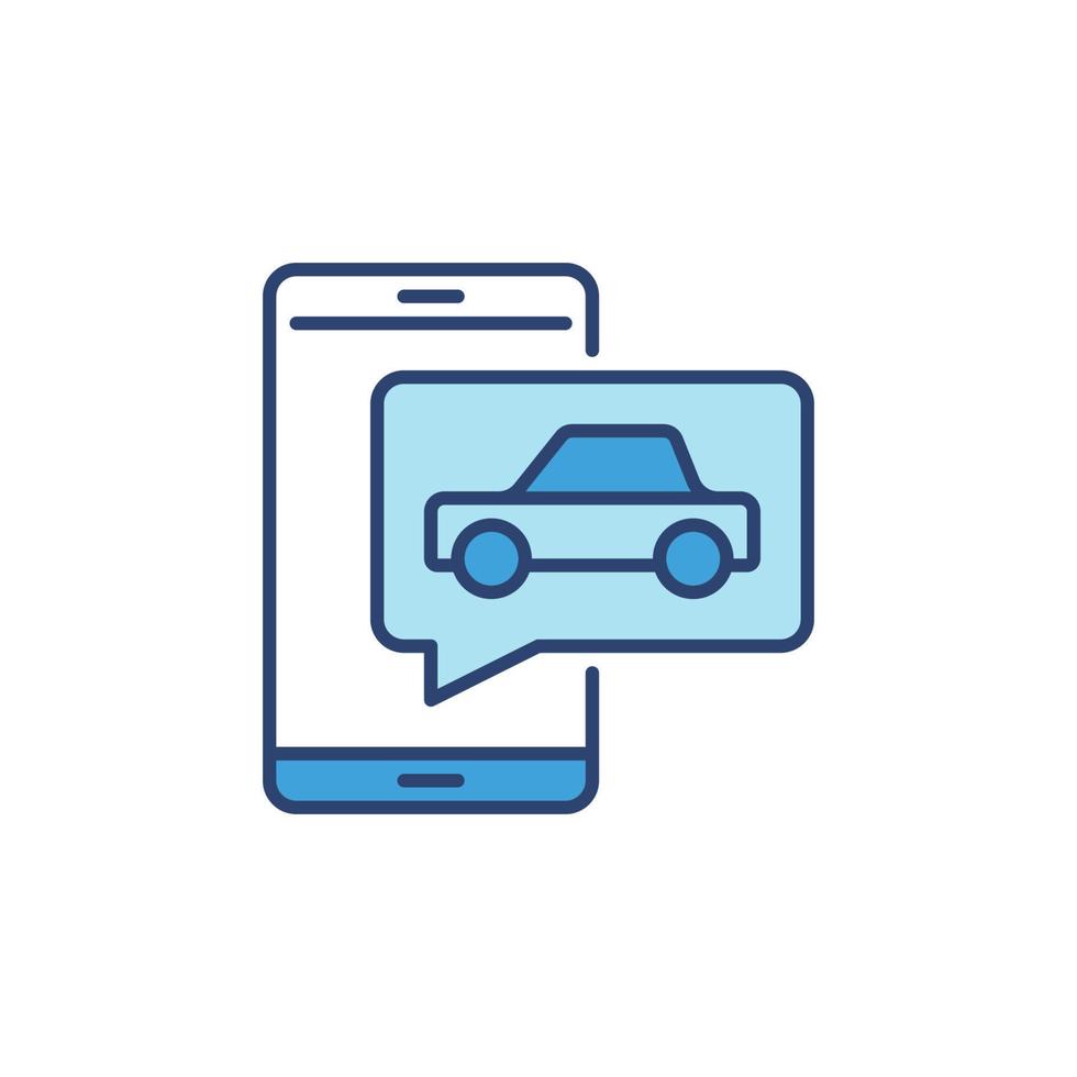 Smartphone and Self-Driving Car App vector blue icon