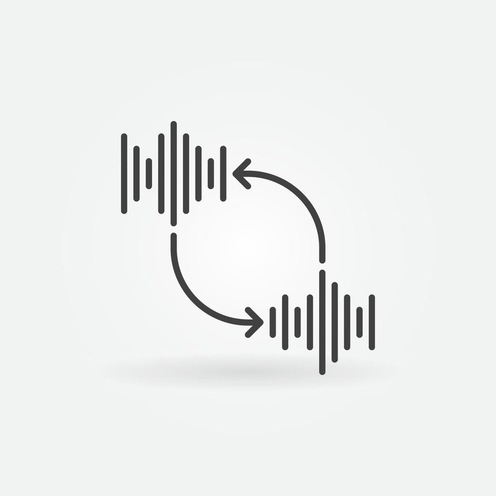 ondas sonoras con flechas esbozan el icono del concepto vectorial vector