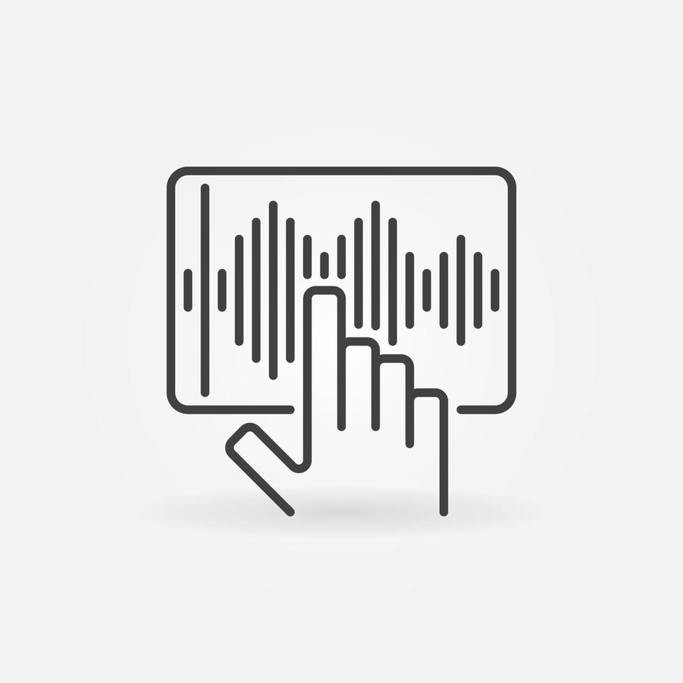 Tablet with Sound Wave outline icon. Speech Recognition sign vector