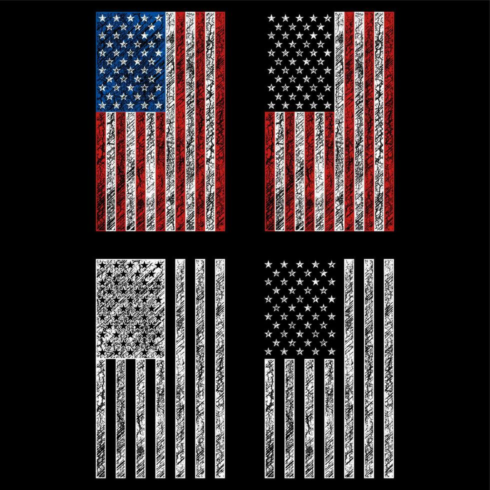 grunge usa flag set vector design