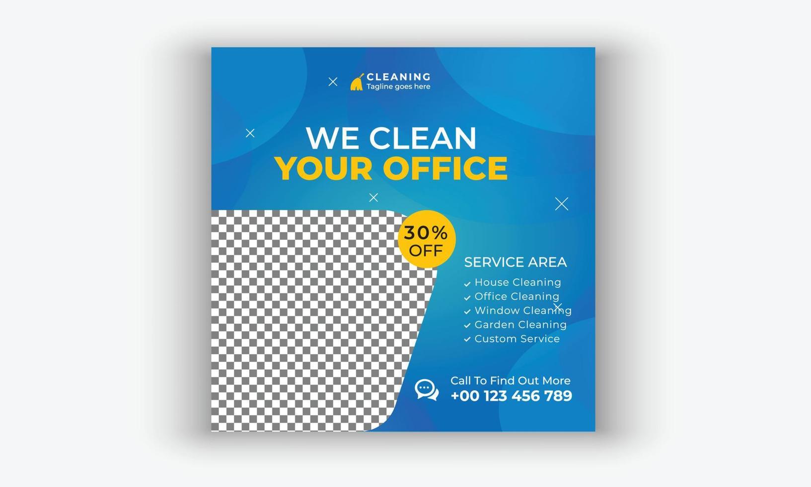 office, home and hotel cleaning social media post banner. Cleaning service social media post banner template. Home Cleaning social media post banner. Cleaning service marketing post banner design. vector