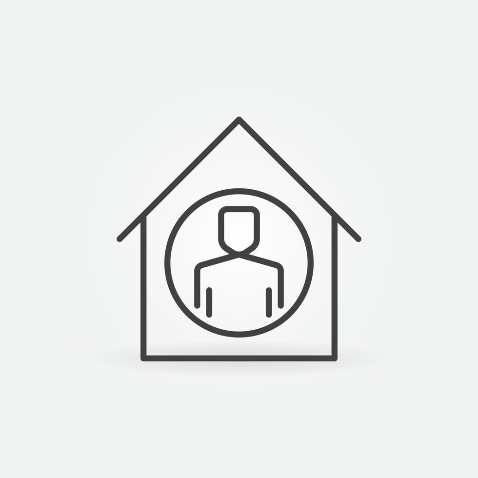 Man inside House line icon. Vector Stay At Home linear symbol