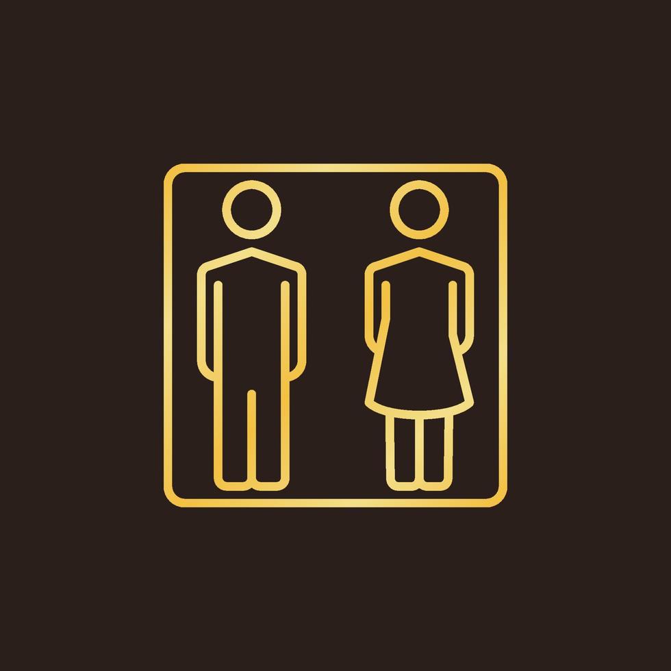Man and Woman golden linear icon. Vector WC concept sign