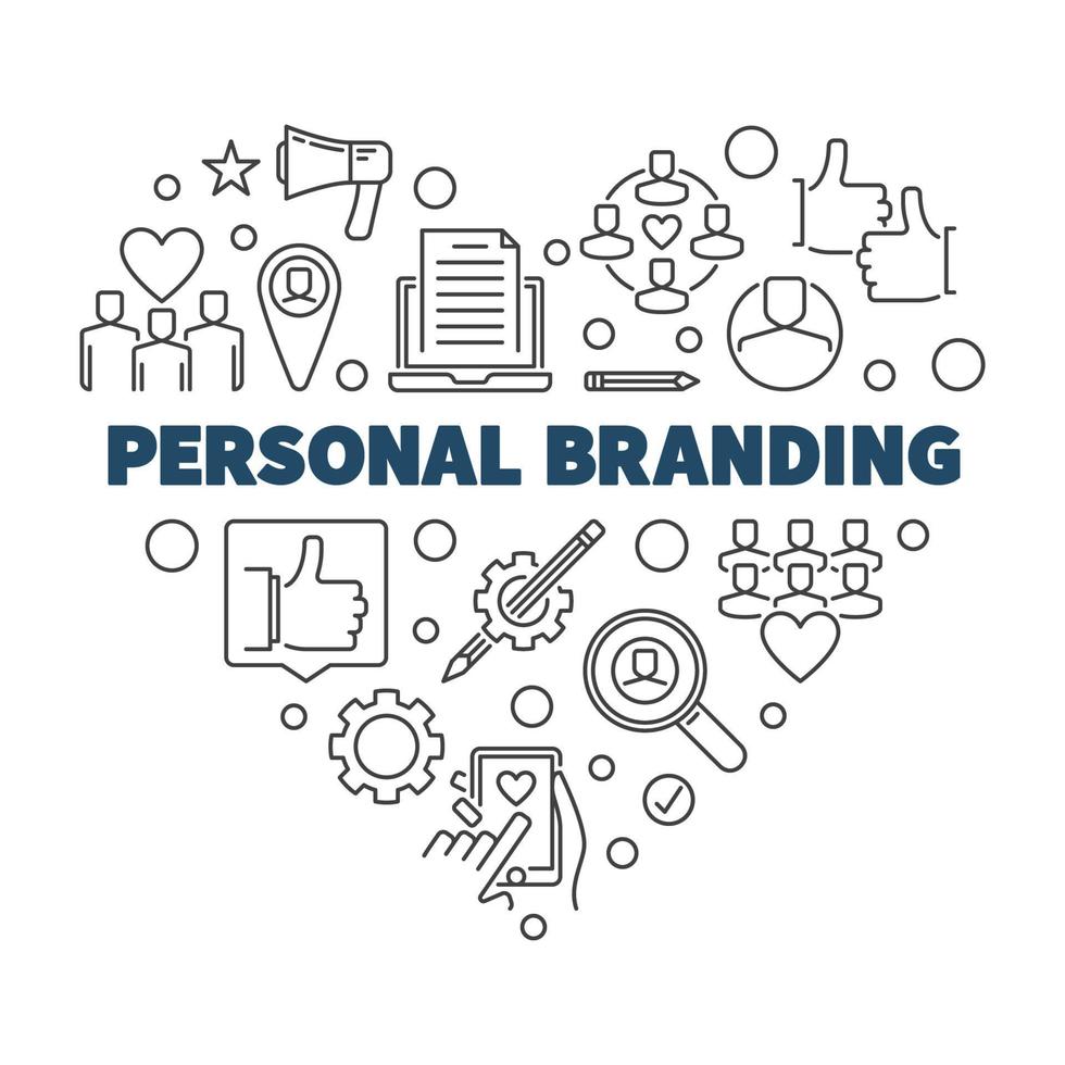 Personal Branding Heart vector concept thin line illustration