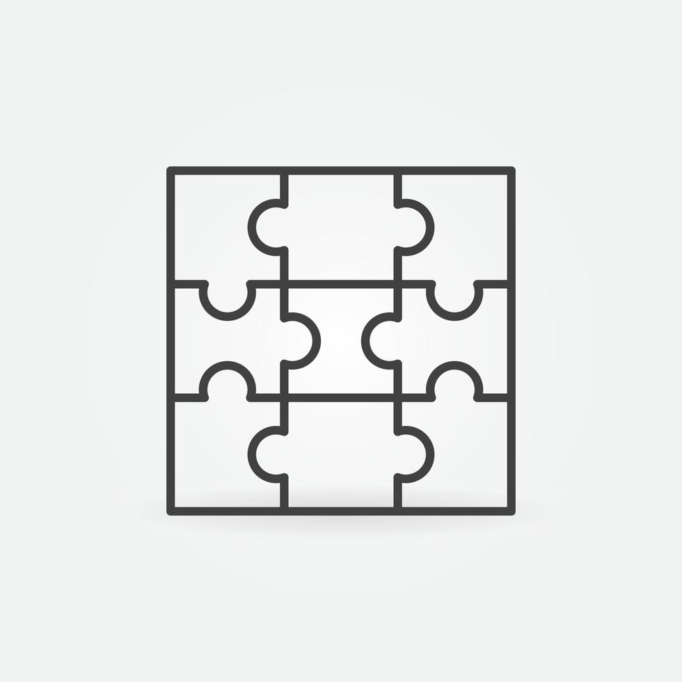Puzzle with nine Pieces linear vector concept icon