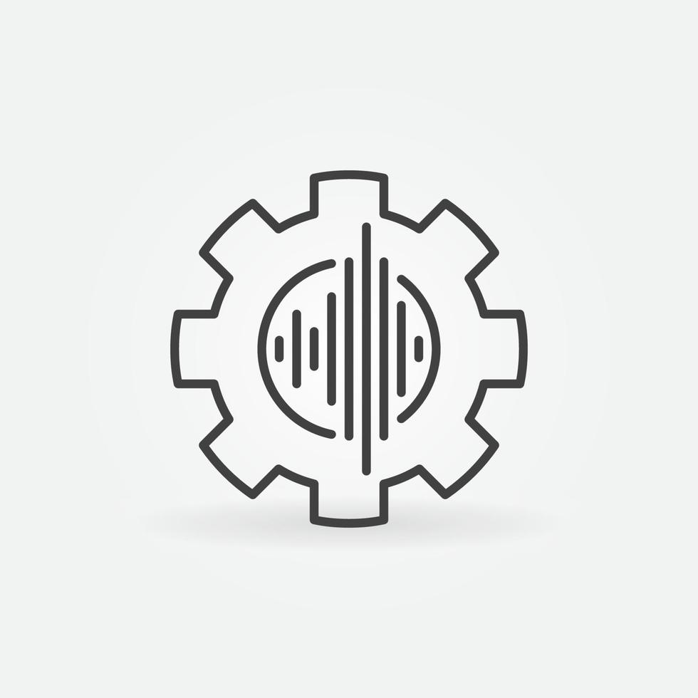 Sound wave inside Cog Wheel vector concept line icon