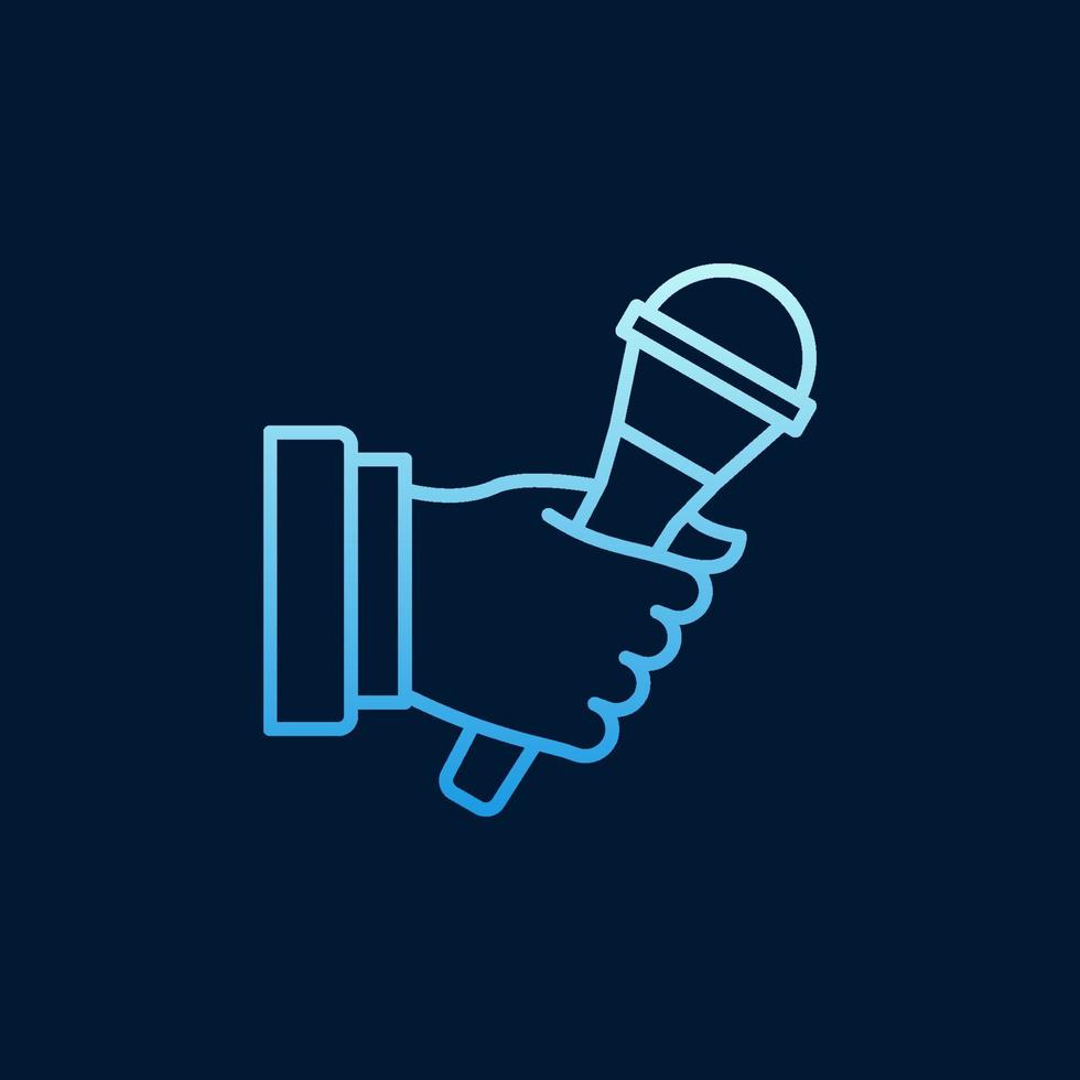Hand holding microphone vector colorful outline icon