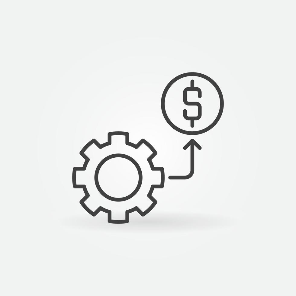 Cog Wheel with Dollar sign outline vector concept icon