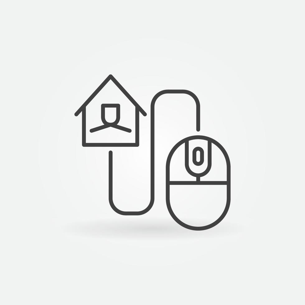 House with Computer Mouse linear vector concept icon