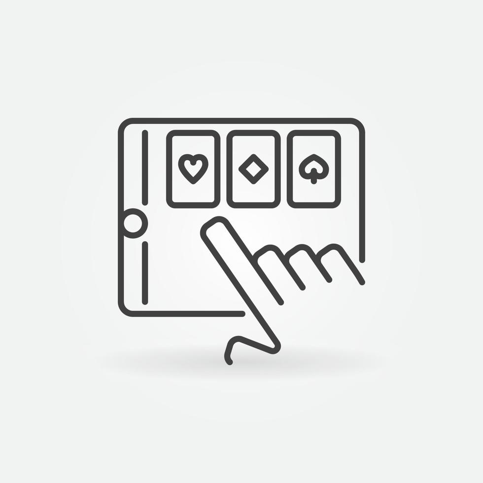 Online Poker App on Tablet vector icon in thin line style
