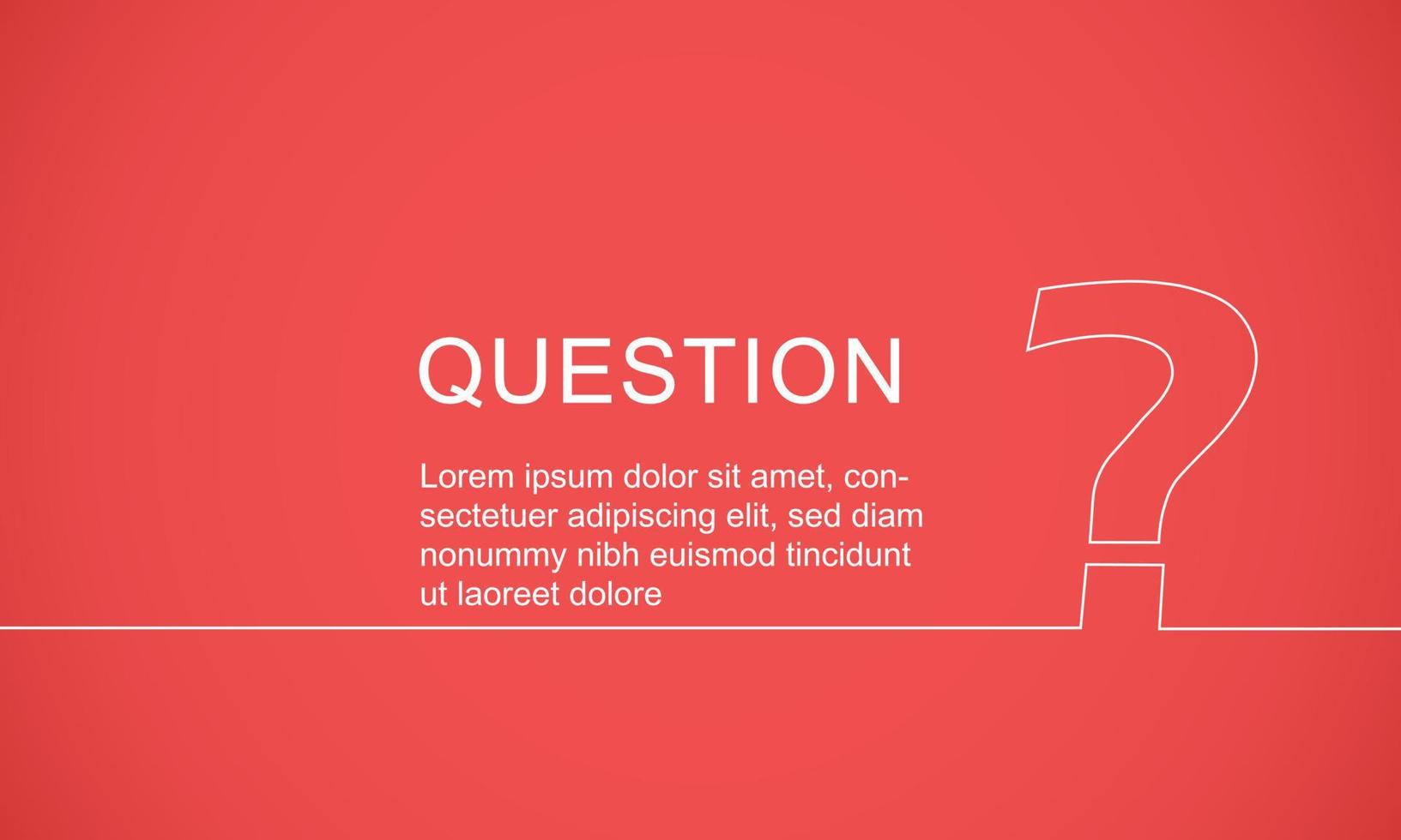 Question mark vector with red background illustration on right suitable for QnA or question and answer background and survey with description