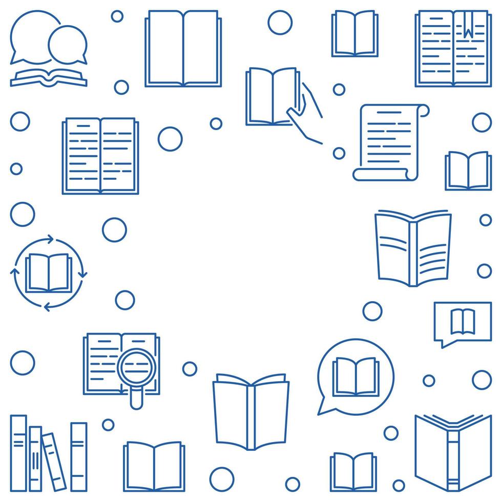 Books vector outline frame. Education concept illustration