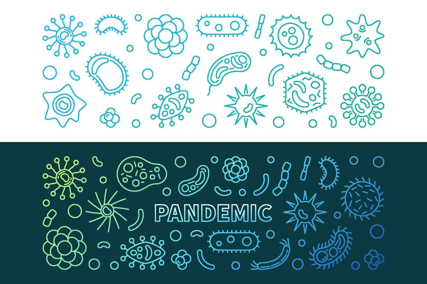 Pandemic vector concept colorful outline banners set