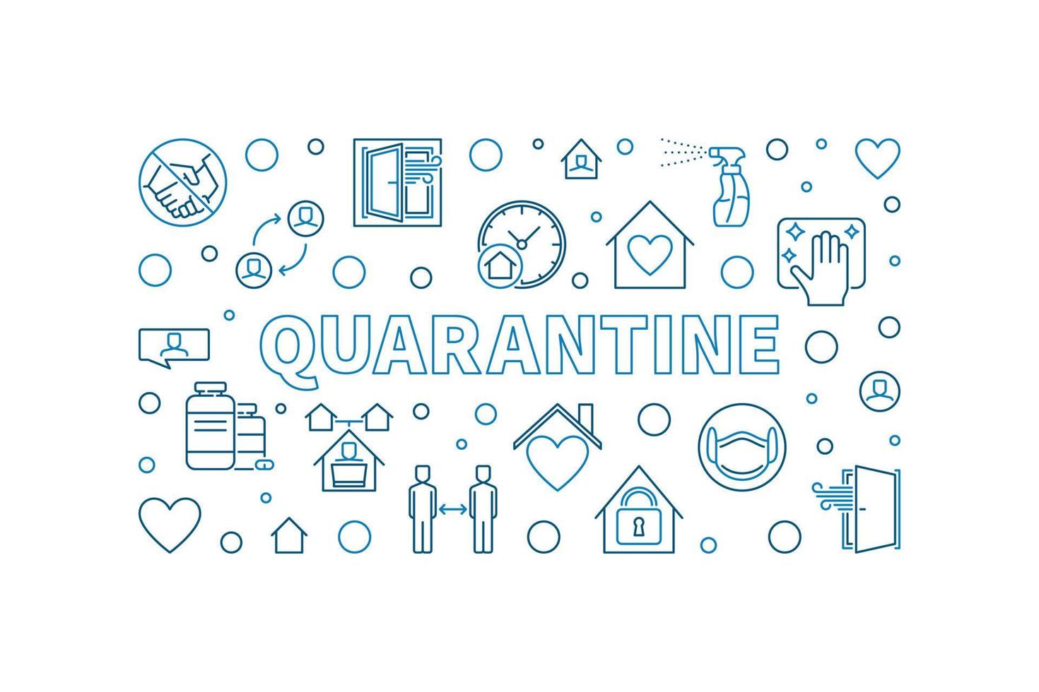 Quarantine vector thin line concept horizontal illustration